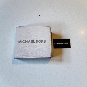 Michael Kors Bright White Cooper Pebbled Leather Wallet w Coin Pouch